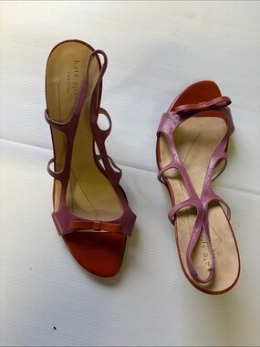 kate spade Two-Tone Pink & Red T-Strap Bow Sandals